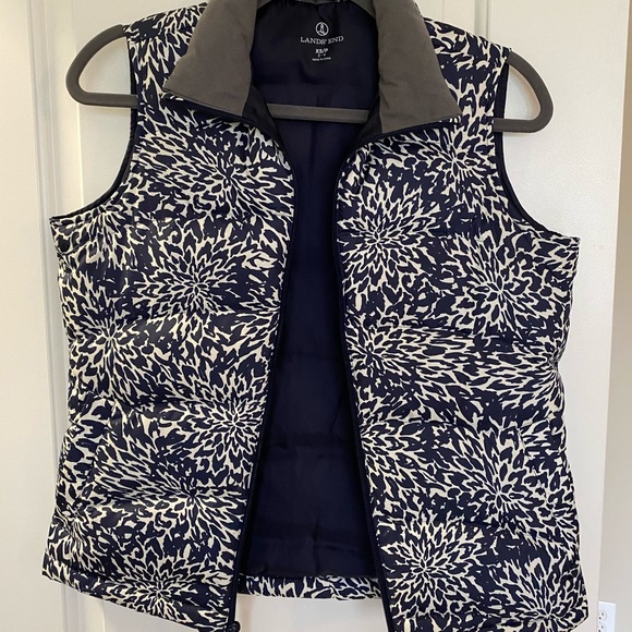 Lands End navy blue down vest - Picture 1 of 3